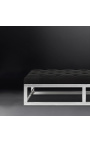 Large "Pontoz" bench in silver stainless steel and black linen