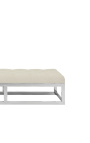 Large "Pontoz" bench in silver stainless steel and beige linen