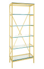 "Marthen" shelving in golden stainless steel and glass shelves - 60 cm