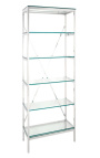 "Marthen" shelving in silver stainless steel and glass shelves - 60 cm