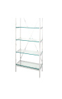 "Marthen" shelving in silver stainless steel and glass shelves - 60 cm