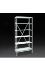 "Marthen" shelving in silver stainless steel and glass shelves - 80 cm