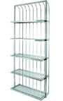 "Yann" bookcase in silver stainless steel and glass shelves
