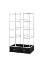 "Dome" storage cabinet in silver stainless steel, glass shelves, 2 drawers