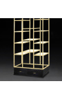 "Dome" storage cabinet in gold stainless steel, glass shelves, 2 drawers