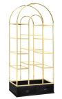 "Dome" storage cabinet in gold stainless steel, glass shelves, 2 drawers