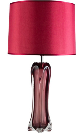 Lampe "Rosa" en verre soufflé rouge et transparent
