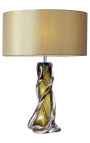 Table lamp "Jonas" in blown glass color ocher and transparent