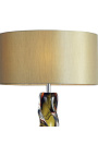 Table lamp "Jonas" in blown glass color ocher and transparent