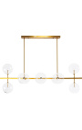 Chandelier "Esaka" with 10 lights in brass-colored metal and glass