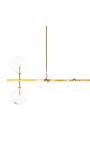 Chandelier "Esaka" with 10 lights in brass-colored metal and glass
