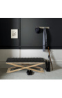 Large "Boyx" bench in limed oak and black linen