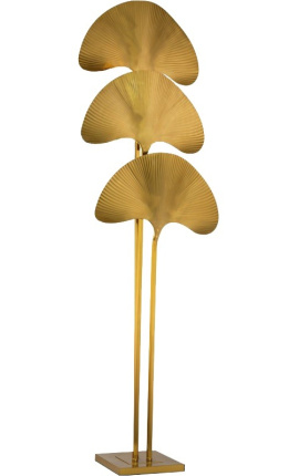 Lampe sur pied "Ginkgo" en métal couleur laiton inspiration Art-Déco