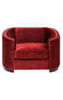 Large "Anteos" armchair with Art Deco design basket in red velvet
