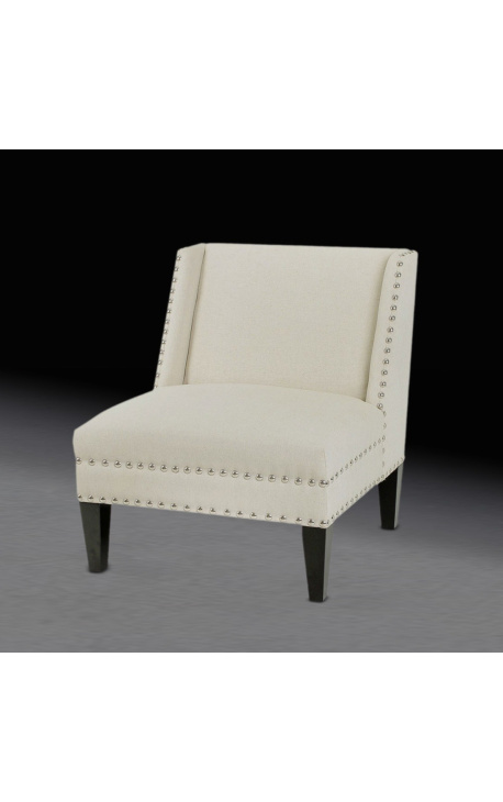 Art Deco design "Ariana" reading armchair in beige linen