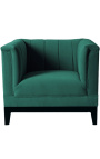 Art Deco design "Guerico" armchair in green velvet