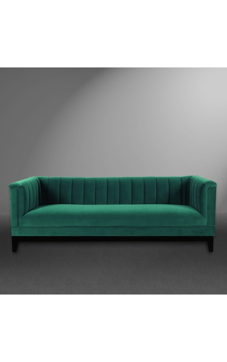 3-seater "Guerico" Art Deco design sofa in green velvet