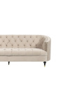 3-seater "Ceos" sofa with Art Deco design basket in beige velvet