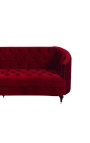 3-seater "Ceos" sofa with Art Deco design basket in burgundy velvet