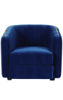 Art Deco design "Leto" armchair in blue velvet