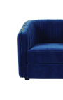 Art Deco design "Leto" armchair in blue velvet