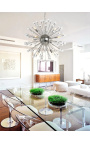 "Orion" chandelier in nickel-plated stainless steel and glass