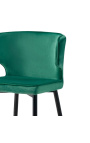 "Alia" design dining chair in green velvet with black legs