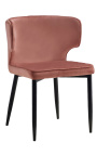"Alia" design dining chair in pink velvet with black legs