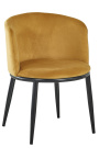 Design "Siara" dining chair in amber velvet with black legs