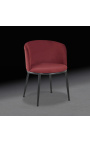 Design "Siara" dining chair in burgundy velvet with black legs