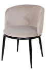 Design "Siara" dining chair in beige velvet with black legs