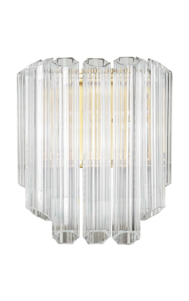 "Lesavi" wall light in glass and brass-colored metal, Art-Deco inspiration
