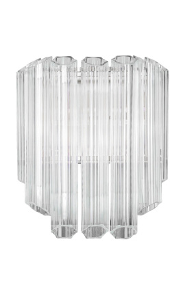 "Lesavi" wall light in glass and silver-colored metal, Art-Deco inspiration