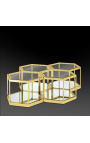 Coffee table with 4 hexagonal parts "Daidi" in golden stainless steel