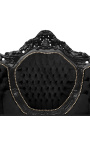 Baroque sofa fabrics black velvet and black lacquered wood