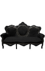 Baroque sofa fabrics black velvet and black lacquered wood