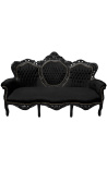 Canapea baroc din catifea neagra si lemn lacuit negru - 16