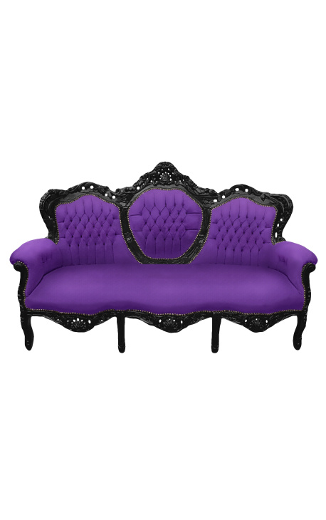 Барокко диван фиолетовый бархат и черной лакированной древесины тка