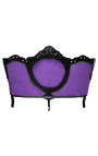 Baroque sofa fabric purple velvet and black lacquered wood