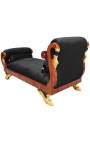 Grande sofá de veludo preto estilo Império e mogno