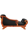 Grote chaise longue zwart velours Empire stijl en mahonie