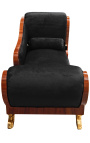 Gran chaise longue negro terciopelo Estilo Imperio y caoba