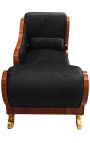 Grote chaise longue zwart velours Empire stijl en mahonie