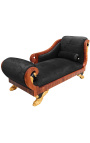 Grote chaise longue zwart velours Empire stijl en mahonie