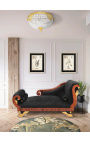 Grote chaise longue zwart velours Empire stijl en mahonie