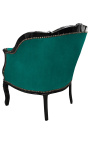 Groot bergère louis XV stijl groen velvet en zwart hout