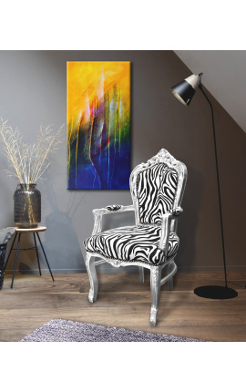 Armchair Baroque Rococo style zebra and silvered wood