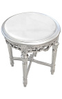 Круглый белый мраморный столик в стиле Louis XVI с серебряной древесиной