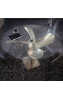 "Helix" jídelní stůl z hliníku a stříbrného oceli s skleněným vrcholkem