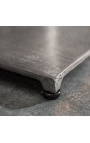 "Helix" eet tafel in aluminium en zilver-gekleurd staal met glas top
